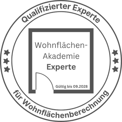 Qualifizierter Experte für Wohnflächenberechnungen – Wohnflächen-Akademie, gültig bis 09/2028